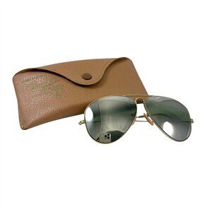 Ray Ban Aviator Sunglasses Mirrored 12K GF Wire Frames & Case Vintage 1950s